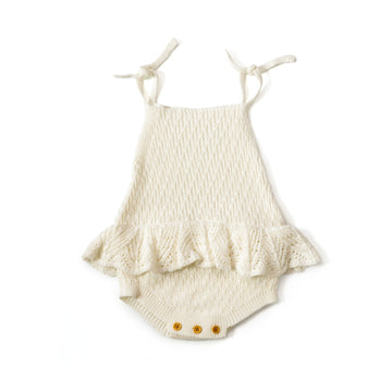 Peplum Knitted Onesie ~ White