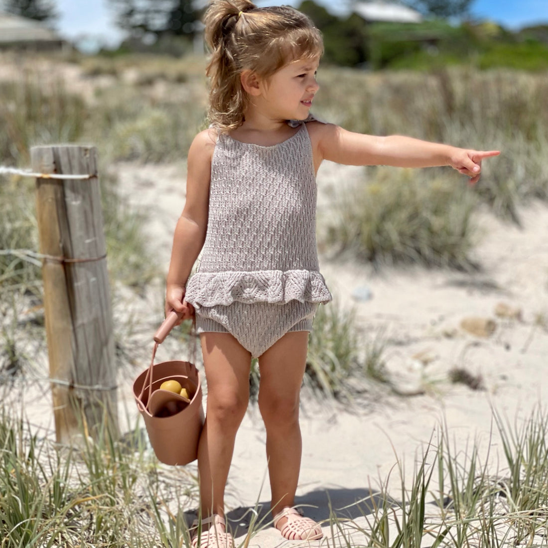 Peplum Knitted Onesie ~ Dusty