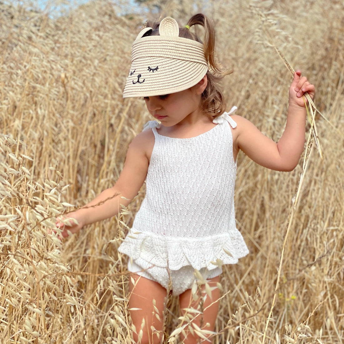 Peplum Knitted Onesie ~ White