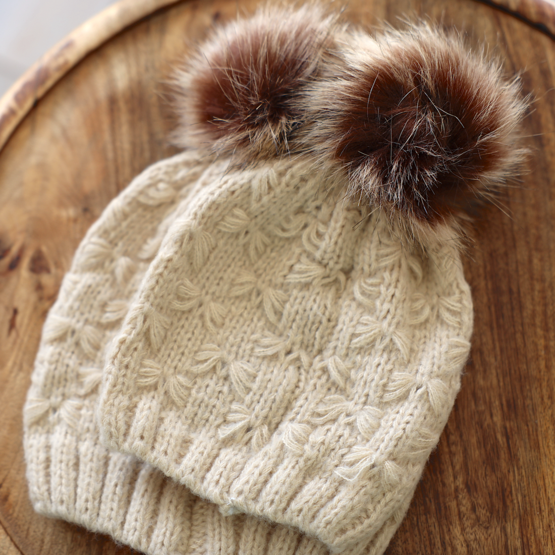 Mum + Bub Ivory Beanies