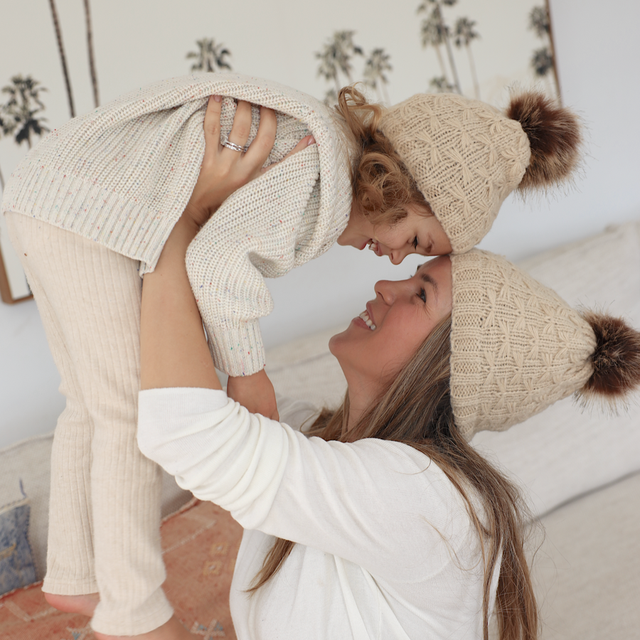 Mum + Bub Ivory Beanies